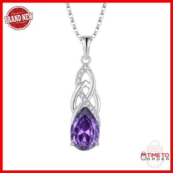 Sterling Silver Celtic Knot Infinity Necklace with Birthstone Pendant